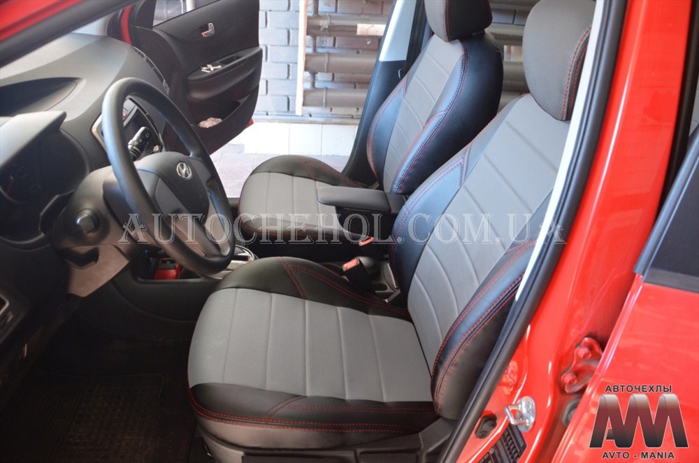 Черные чехлы на сиденья Hyundai I 20, авточехлы и-20, AM-S, automania