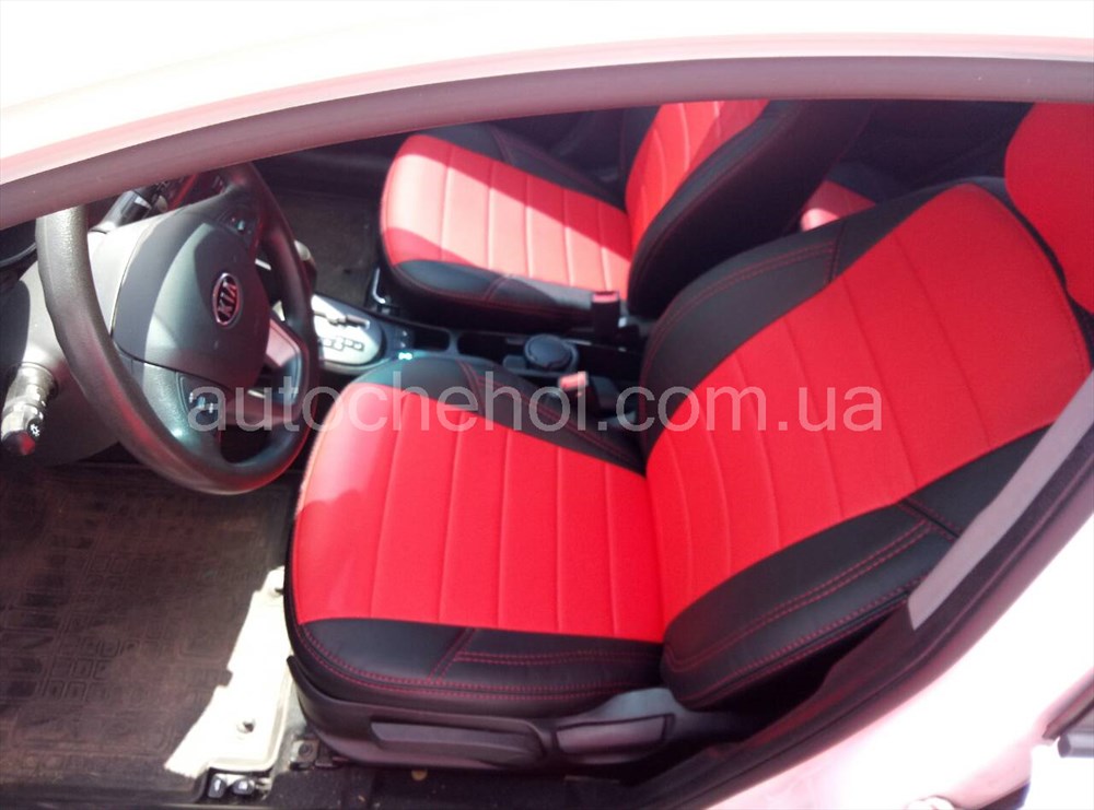 Красные чехлы на сиденья Hyundai Solaris, авточехлы хендай соларис, AM-X, automania