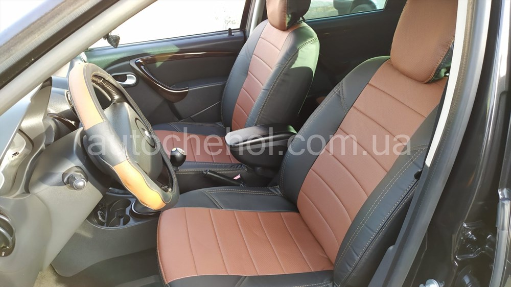 Черные чехлы на сиденья Renault Duster 2010, авточехлы рено дастер, AM-X, automania
