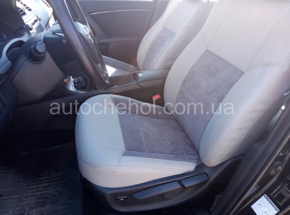 Черные чехлы на сиденья Toyota Avensis 3, авточехлы тойота авенсис, AM-X, automania