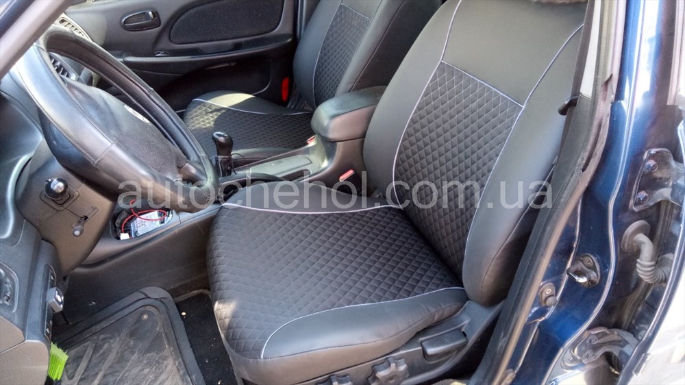 Авточехлы на сиденья Hyundai Sonata, экокожа + ткань