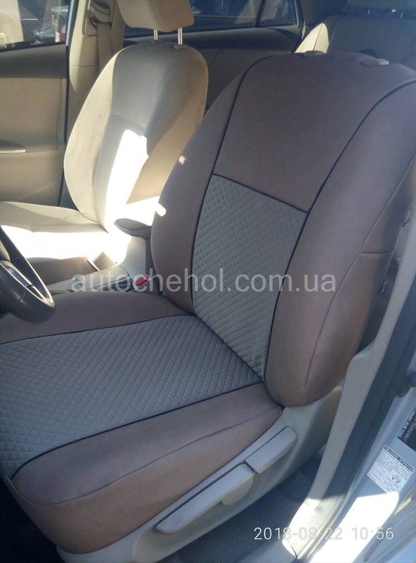Авточехлы на сиденья Toyota Corolla 2007, экокожа и ткань