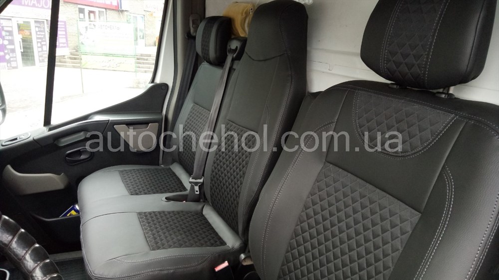 Автомобильные чехлы на сиденья Renault Master экокожа + ткань, Tuning Cobra