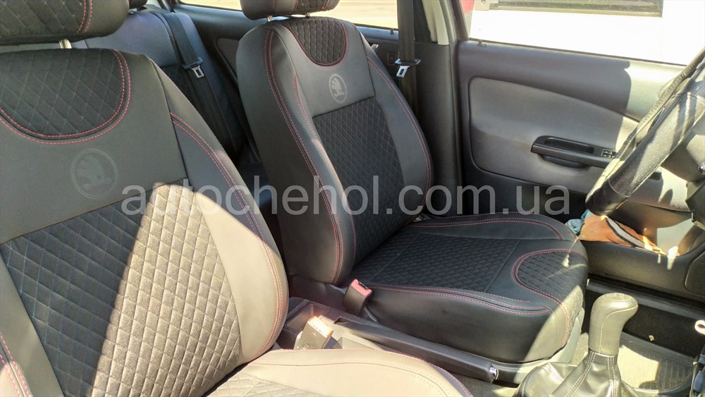 Автомобильные чехлы на сиденья Skoda Octavia Tour, красная нить, Tuning Cobra