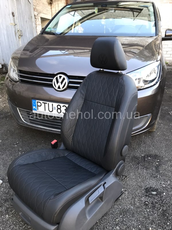 Модельные чехлы на сиденья Volkswagen Touran 2004-2016, чехлы на Тоуран ромб, Cobra