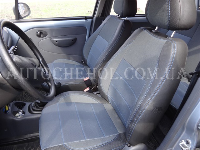Качественные чехлы на сиденья Daewoo Matiz, Premium style, синяя нить