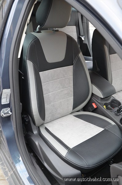 Светлые кожаные авточехлы на Ford Focus 3, чехлы на форд фокус 3,Leather StyLe MW BROTHERS