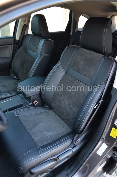 Черно-серые авточехлы на Honda CR-V 4, чехлы на хонда срв,Leather StyLe MW BROTHERS