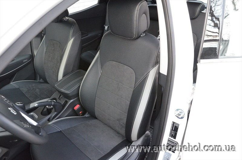 Чехлы на сиденья Hyndai Santa Fe 3 2012 кожа с алькантарой, Leather StyLe. производитель MW BROTH