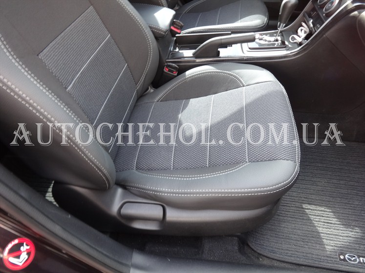 Автомобильные чехлы на сиденья Mazda 6 2010, серая нить, Premium style, MW_BROTHERS