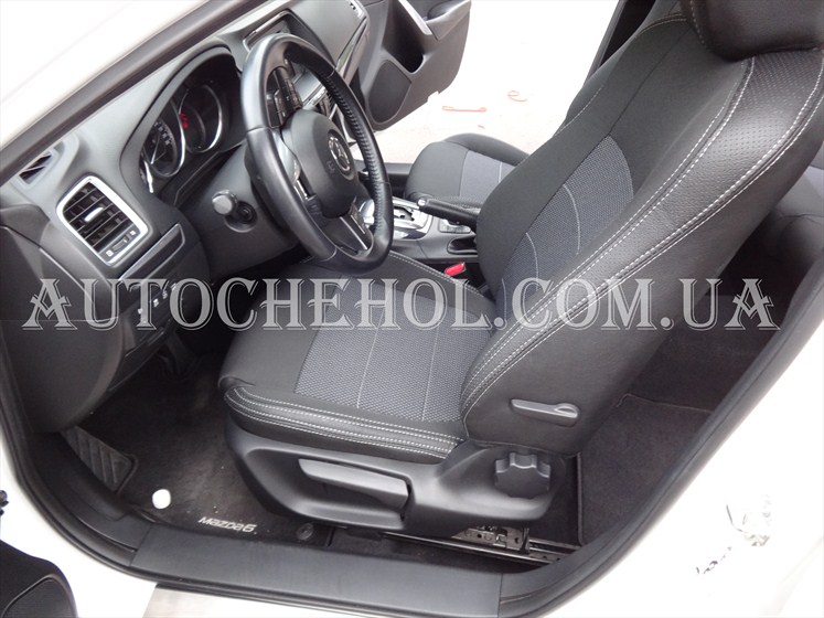 Чехлы на сиденья Mazda 6 2012, серая нить, Premium Style, MW_BROTHERS