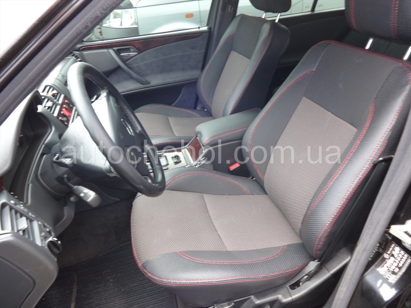 Автомобильные чехлы насиденья Mersedes W210, красная нить, Premium Style, MW Brothers