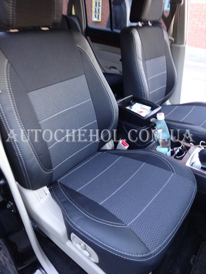Автомобильные чехлы на Mitshubisha Pajero Wagon 2010, серая нить, чехлы на паджеро вагон, Premium