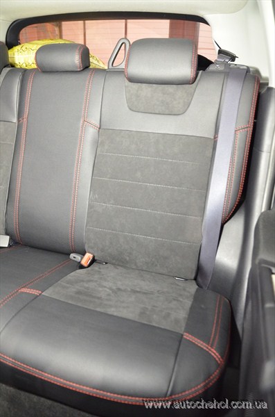 Авточехлы на Mitshubishi ASX кожа с алькантарой, серые чехлы на asx Leather StyLe