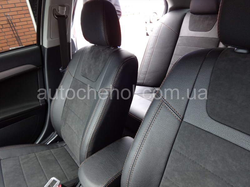 Серые чехлы на сиденья Mitshubishi Lancer X 1.5 из кожи и алькантары, Leather StyLe производитель MW