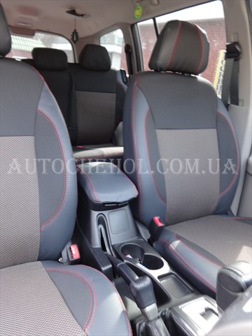 Качественные чехлы на сиденья MITSHUBISHI PAJERO 2 2013,Premium, красная нить, MW BROTHERS