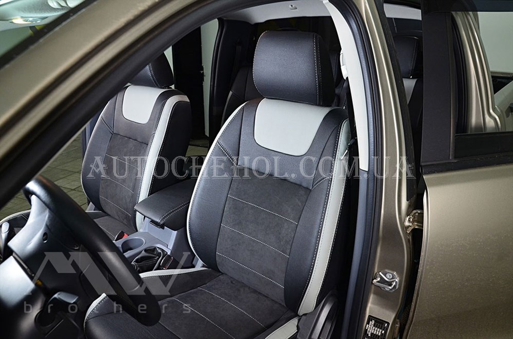 Авточехлы из алькантары и арпатеки на сиденья Ford Ranger 2015, светлые вставки, Leather StyLe, MW BROTHERS