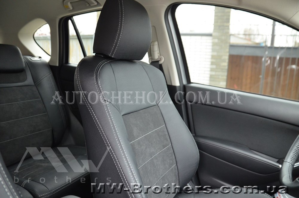 Авточехлы из алькантары и арпатеки на сиденья Mazda CX-5 2012 - 2015, серая нить, Leather StyLe, MW BROTHERS