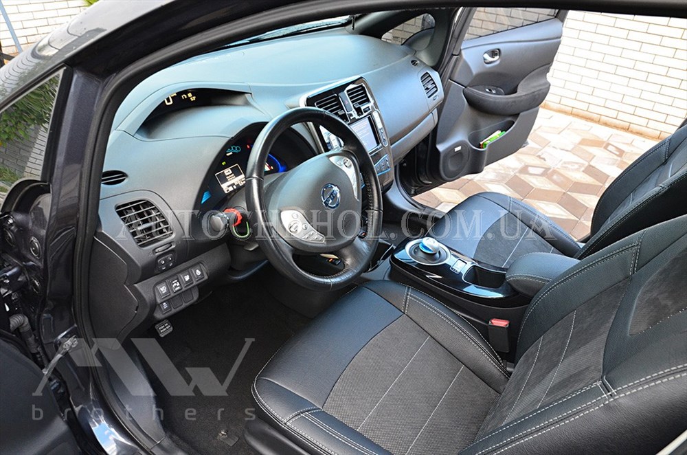 Авточехлы из алькантары и арпатеки на сиденья Nissan Leaf 2012, Leather StyLe, MW BROTHERS