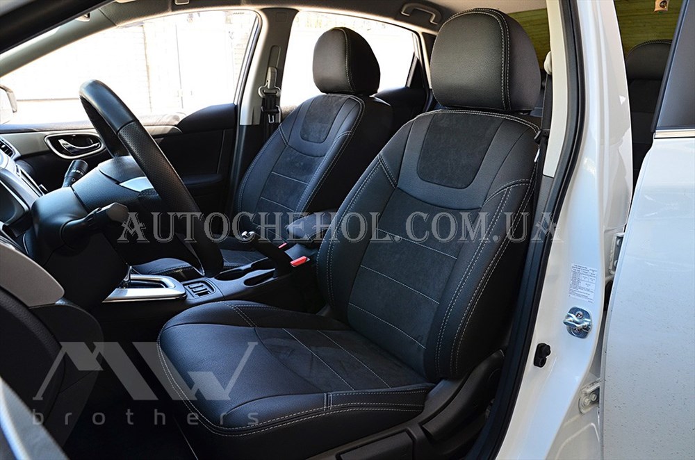 Авточехлы из алькантары и арпатеки на сиденья Nissan Sentra, Leather StyLe, MW BROTHERS