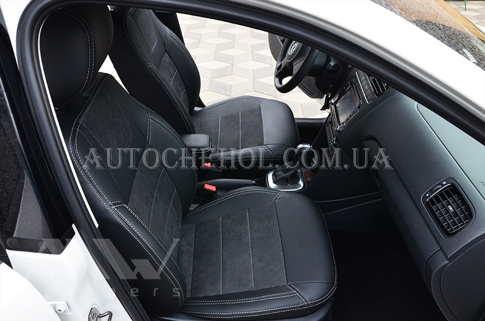 Авточехлы из алькантары и арпатеки на сиденья Volkswagen Polo 2009 Hatchback, Leather StyLe, MW BROTHERS