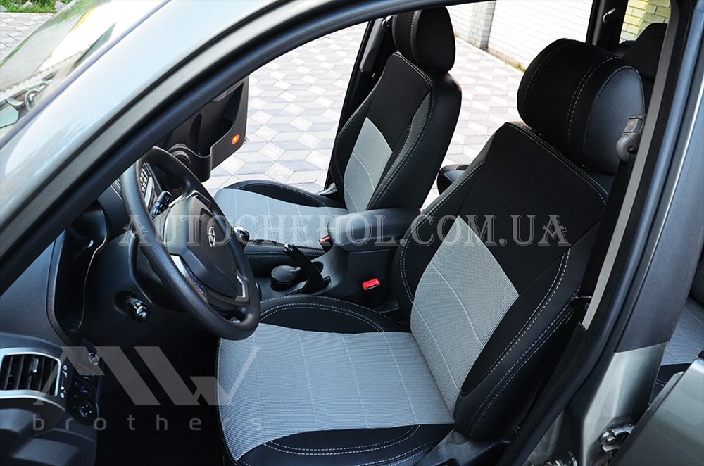 Качественные автомобильные чехлы на сиденья Chery Tiggo 2012 - 2015, серая нить, Premium style