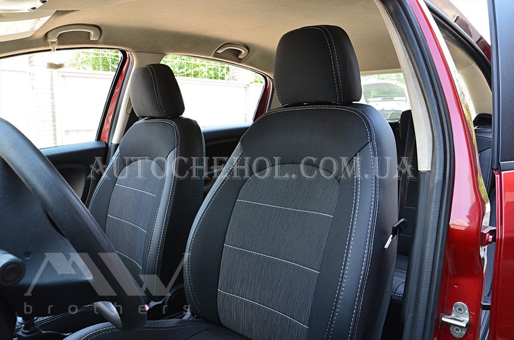 Качественные автомобильные чехлы на сиденья Fiat Punto,серая нить, Premium style