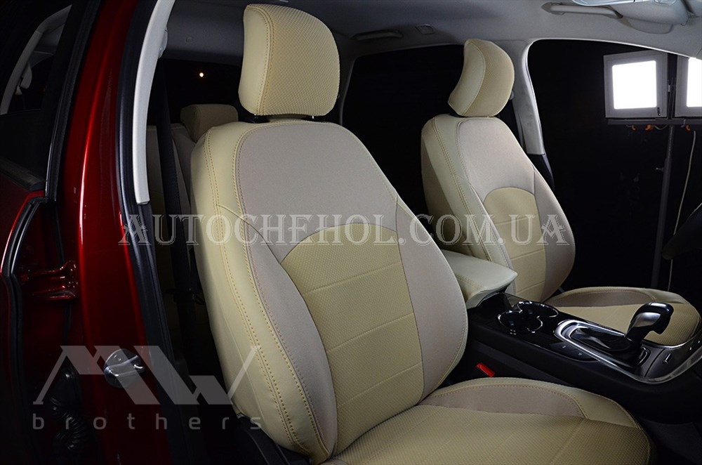 Качественные автомобильные чехлы на сиденья Ford Edge, бежевая нить, Premium style