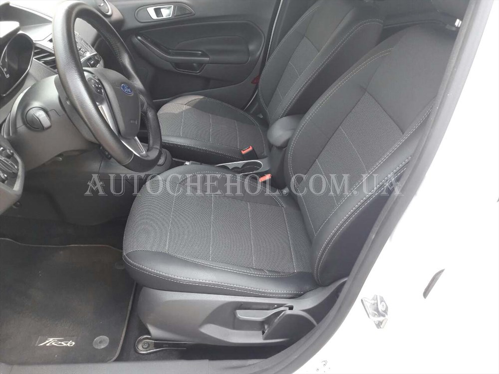 Качественные автомобильные чехлы на сиденья Ford Fiesta 7,серая нить, Premium style