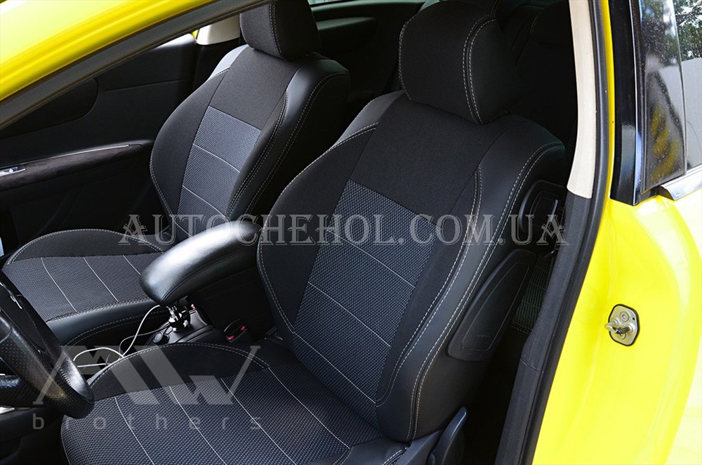 Качественные автомобильные чехлы на сиденья Citroen C4 3D, серая нить, Premium style