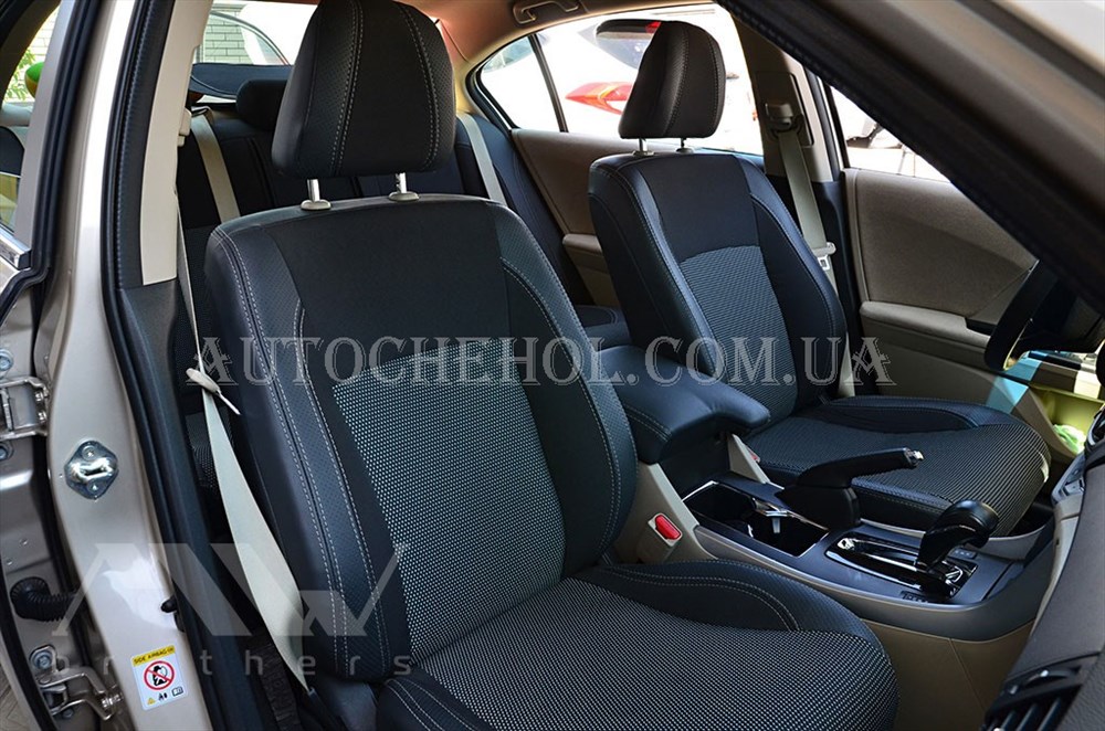 Качественные автомобильные чехлы на сиденья Honda Accord 9,серая нить, Premium style