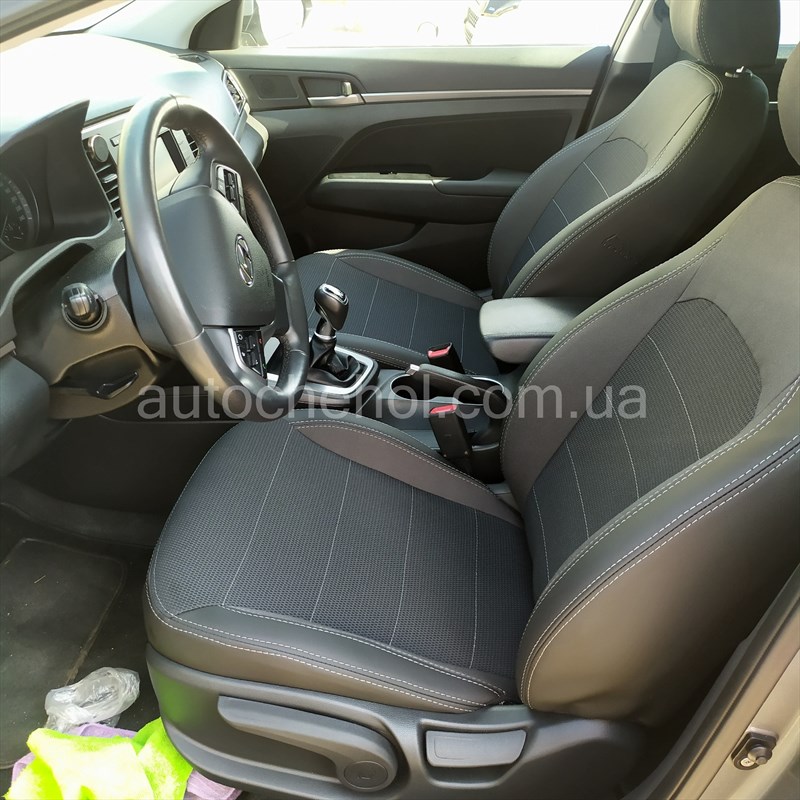 Качественные автомобильные чехлы на сиденья Hyundai Elantra 2016, Premium style