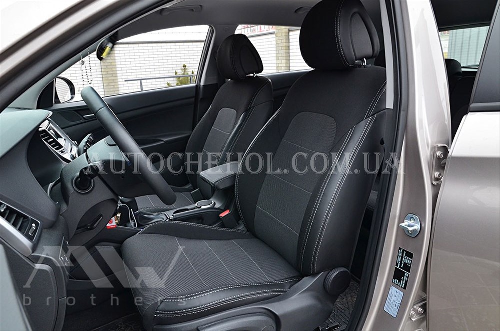 Качественные автомобильные чехлы на сиденья Hyundai Tucson 2016,серая нить, Premium style