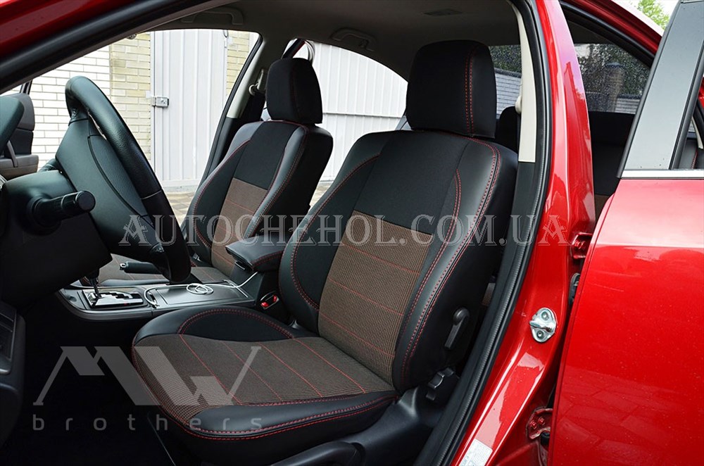 Качественные автомобильные чехлы на сиденья Mazda 6 2007-2012,красна нить, Premium style