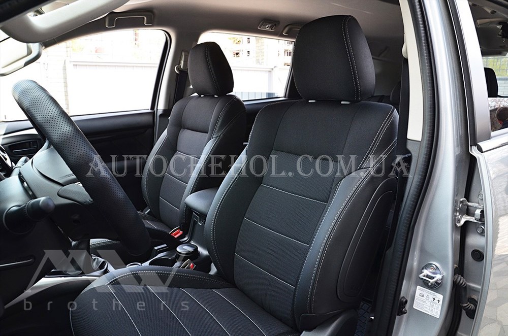 Качественные автомобильные чехлы на сиденья Mitsubishi Pajero Sport 216,серая нить, Premium style