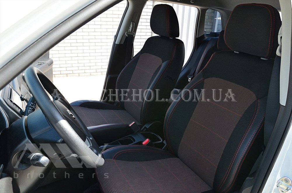 Качественные автомобильные чехлы на сиденья Suzuki Vitara 2015, красная нить, Premium style