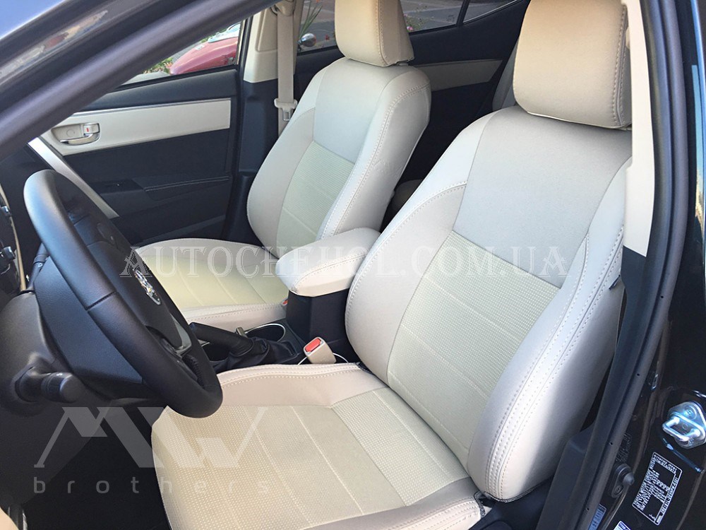 Качественные автомобильные чехлы на сиденья Toyota Corolla 2013,бежевые, Premium style