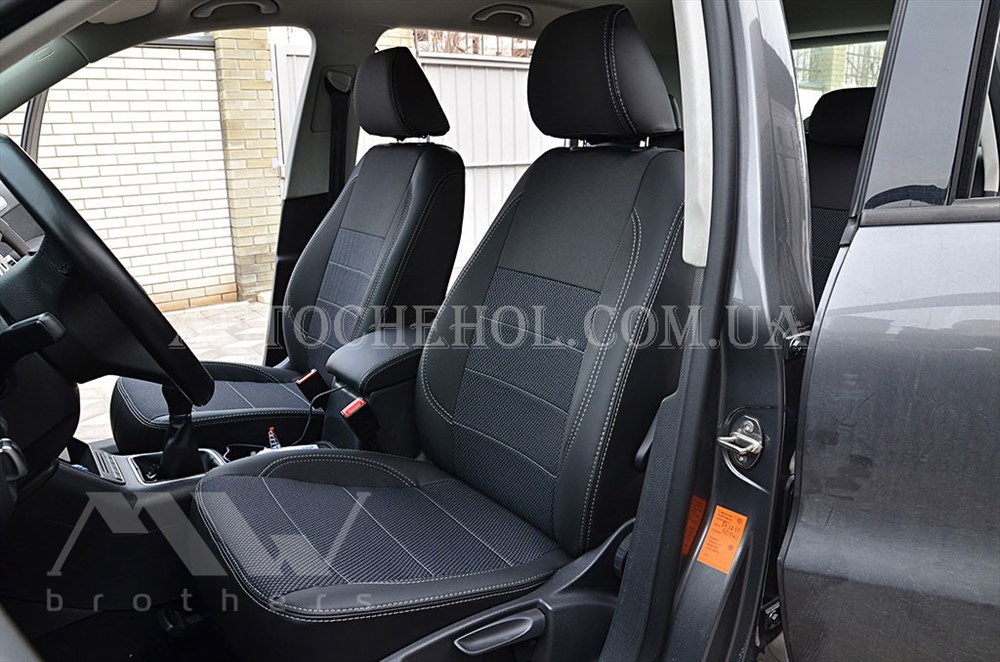 Качественные автомобильные чехлы на сиденья Volkswagen Tiguan 2006-2016,серая нить, Premium style