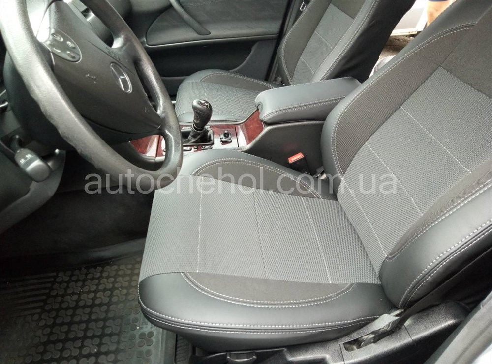 Качественные автомобильные чехлы на сиденья Mercedes W 210,серая нить, Premium style