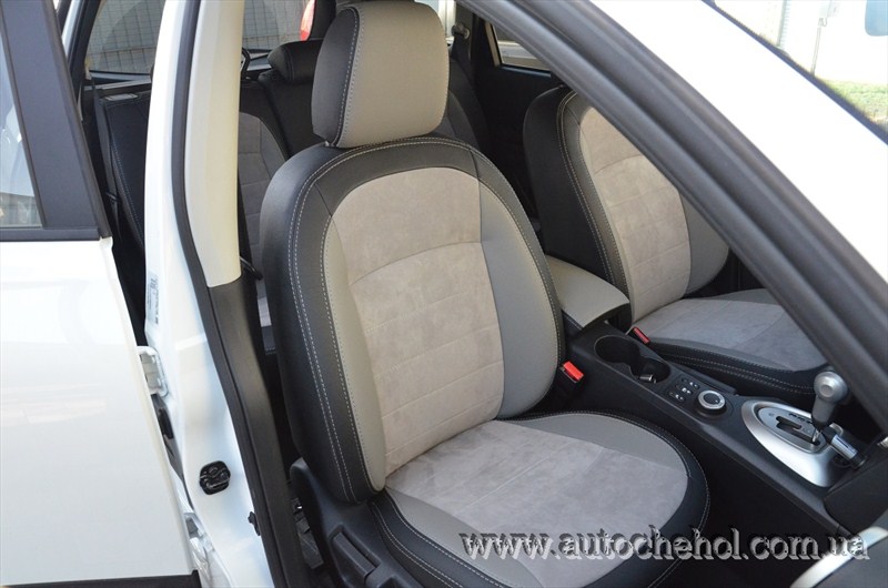 Аточехлы на nissan Qashkai +2 кожа с алькантарой, чехлы на кашкай, Leather StyLe MW Brothers