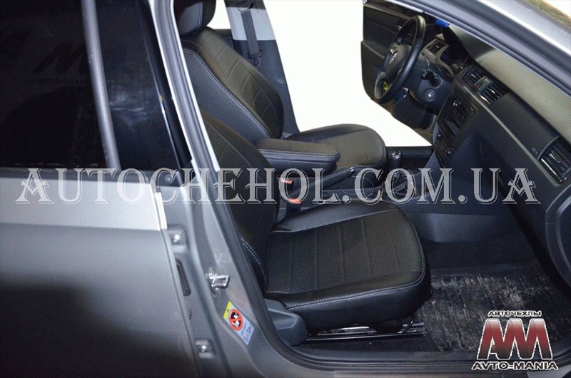 Качественные черные чехлы на сиденья Seat Toledo, авточехлы на толедо, серая нить, AM-S, automania