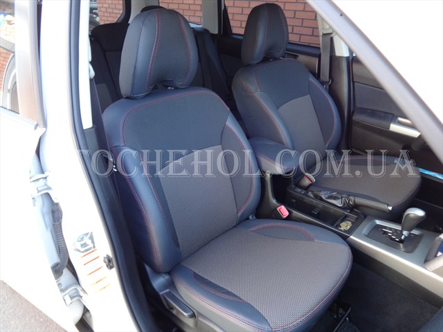 Чехлы на сиденья Subary Forester 3 2007, красная нить, Premium Style MW BROTHERS