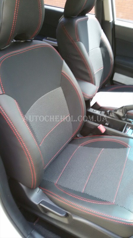Авточехлы на Subary Forester 3, красная нить, Premium Style MW BROTHERS