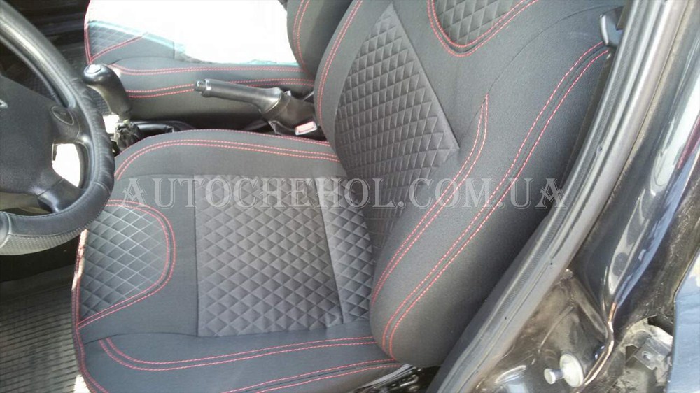 Авточехлы на сиденья Chery Amulet,красная нить, Tuning Cobra