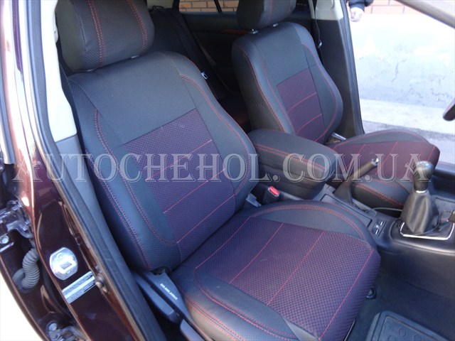 Качественные чехлы на сиденья Toyota avensis II, красная нить, Premium, MW_BROTHERS