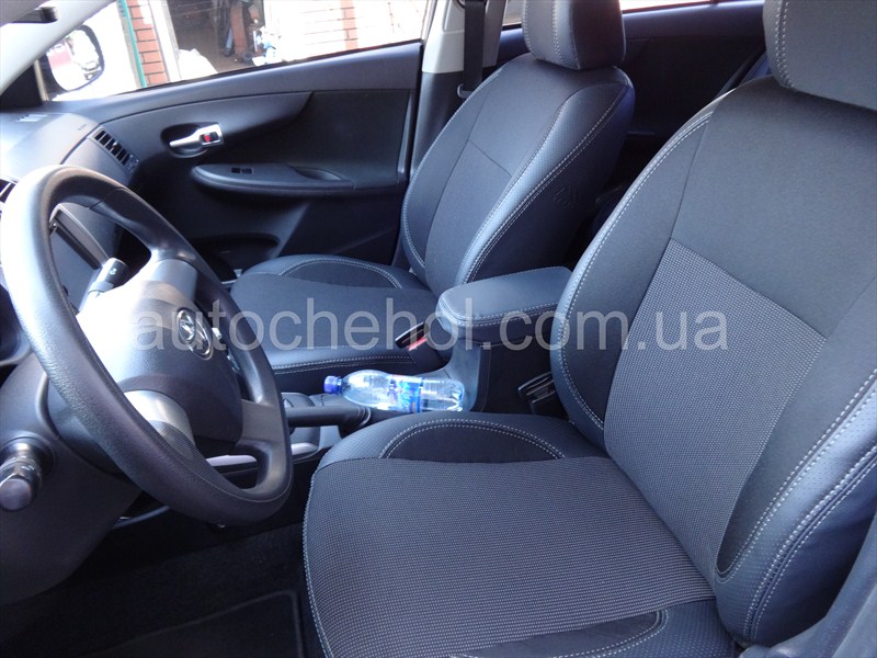 Серые авточехлы на сиденья Toyota Corola 2007-2013. MW BROTHERS. Premium Style