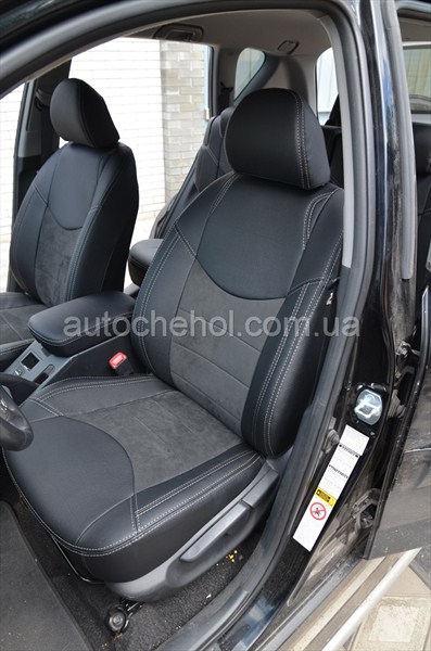 Серые чехлы на сиденья Toyota Rav 4 2006 из арпатеки и алькантары MW_BROTHERS