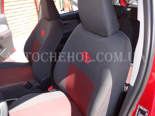 -красные автомобильные чехлы на сиденья Toyota Yaris 2014, производитель Елегант