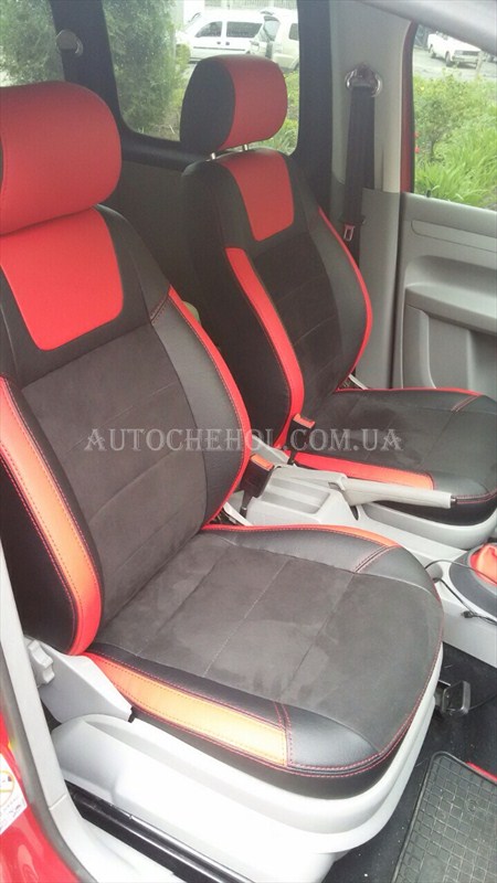 Авточехлы из алькантары и арпатеки на сиденья Volkswagen Caddy, 2 передних, Leather StyLe, MW BROTHERS