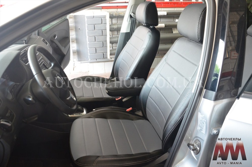 Черные чехлы на сиденья Volkswagen Polo 2010, авточехлы поло седан 2010, деленная спинка 40/60 AM-X, automania